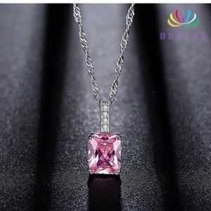 Pink Pendent with necklace 925 Sterling Silver